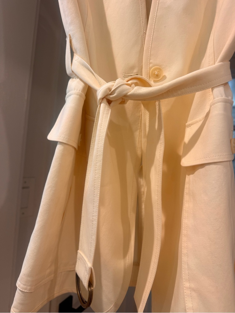 ULLA JOHNSON Sleeveless Belted Vest in Soft Yellow - Picture 3 of 5